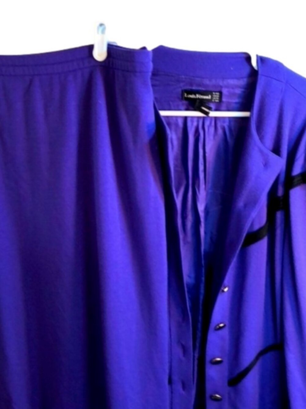 Vintage Size 12 Louis Feraud purple wool blend skirt suit
